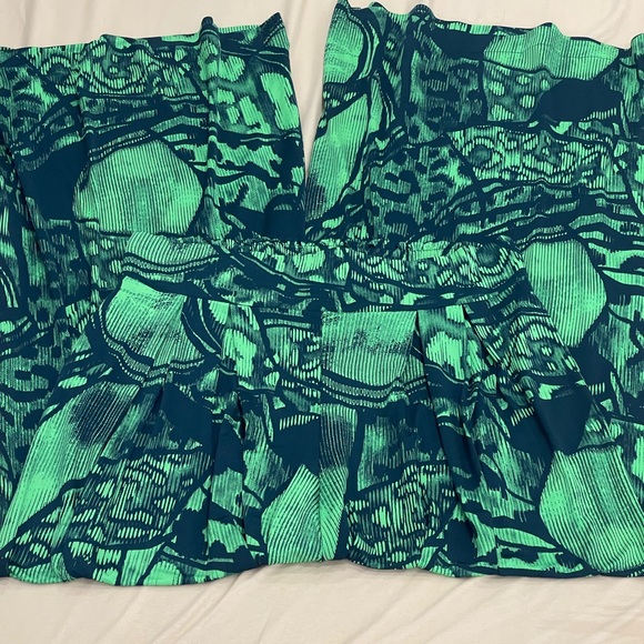 T Bags Los Angeles S Green/Navy Wide‎ Leg Patterned Casual Pants - Picture 1 of 7